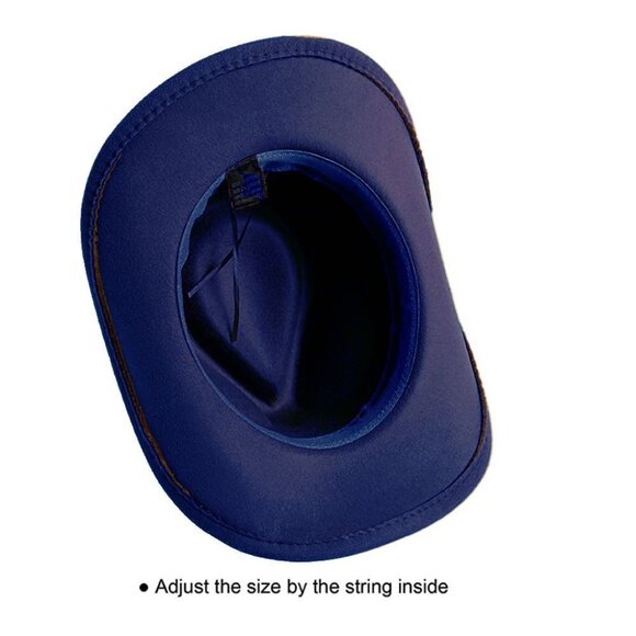 Navy Blue Western Cowboy Cowgirl Hat Felt Wide Brim Star Band‎ Unisex Rodeo - Picture 3 of 4